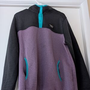 L.L. Bean Black and Purple Pullover with Teal Trim